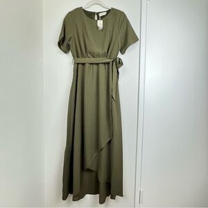 Roolee Taylor Jane Wrap Maxi dark sea green/ sage green size Medium short sleeve